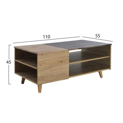 Coffee Table HM8104 Jova sonama-grey color 110Χ55Χ45