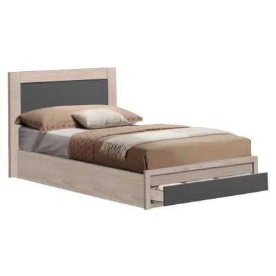 BED MELANY HM323.04 WITH 1 DRAWER IN SONΟMA GREY FOR MATTRESS 110X190cm.