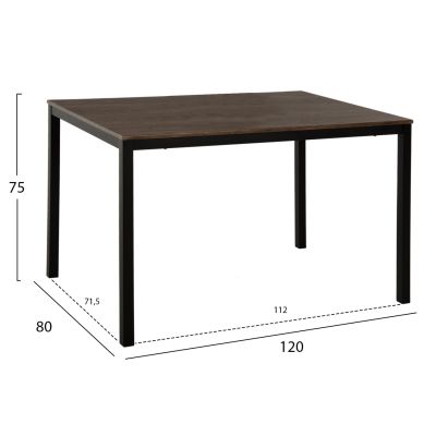 ТРАПЕЗЕН КОМПЛЕКТ GOOSE 5БР HM9530.01 MDF В ОРЕХ-МЕТАЛ В ЧЕРНО 120x80x75Hcm.