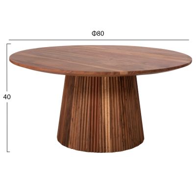 COFFEE TABLE ROUND GROOT HM9697 SOLID ACACIA WOOD IN NATURAL COLOR Φ80x48Hcm.