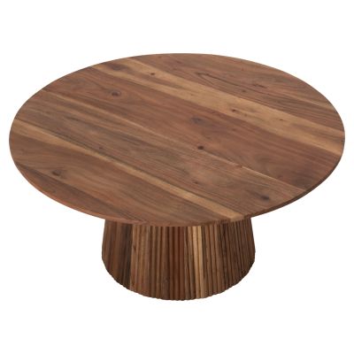 COFFEE TABLE ROUND GROOT HM9697 SOLID ACACIA WOOD IN NATURAL COLOR Φ80x48Hcm.