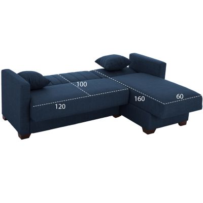 CORNER SOFA-BED GHUFRAN HM3244.07 REVERSIBLE WITH STORAGE SPACE-BLUE FABRIC 200x133x77Hcm.