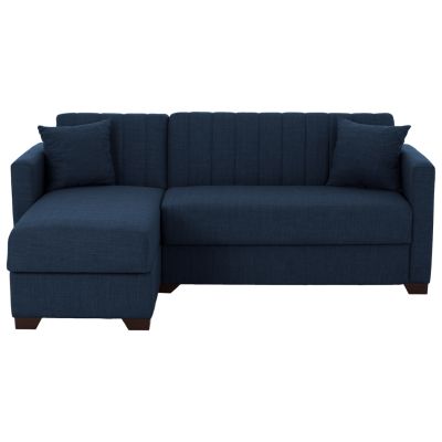 CORNER SOFA-BED GHUFRAN HM3244.07 REVERSIBLE WITH STORAGE SPACE-BLUE FABRIC 200x133x77Hcm.