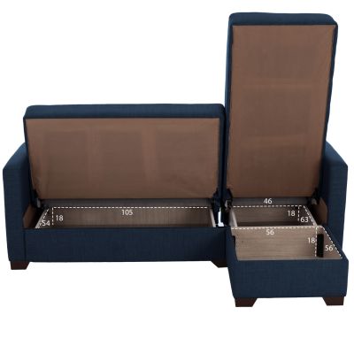 CORNER SOFA-BED GHUFRAN HM3244.07 REVERSIBLE WITH STORAGE SPACE-BLUE FABRIC 200x133x77Hcm.