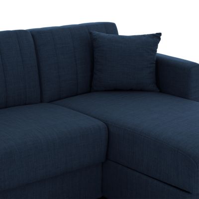 CORNER SOFA-BED GHUFRAN HM3244.07 REVERSIBLE WITH STORAGE SPACE-BLUE FABRIC 200x133x77Hcm.