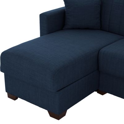 CORNER SOFA-BED GHUFRAN HM3244.07 REVERSIBLE WITH STORAGE SPACE-BLUE FABRIC 200x133x77Hcm.