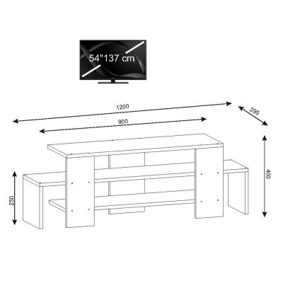 MELAMINE TV FURNITURE HM103.01 WHITE WALNUT 120x29,5x40Y cm.