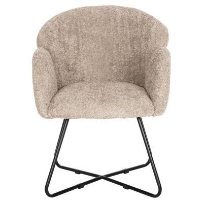 ARMCHAIR HARNIS HM9603.08 BEIGE BOUCLE-BLACK METAL BASE 59.5x64x77Hcm.