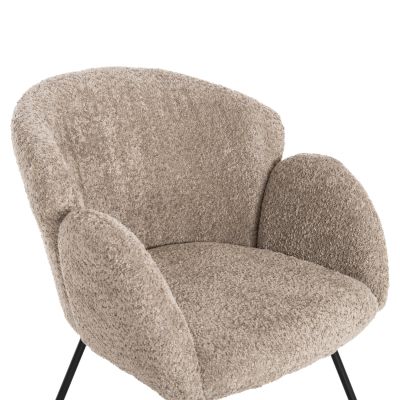 ARMCHAIR HARNIS HM9603.08 BEIGE BOUCLE-BLACK METAL BASE 59.5x64x77Hcm.