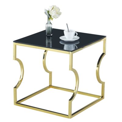 Auxiliary Table Amara HM8616.02 with black glass and gold base 55x55x55