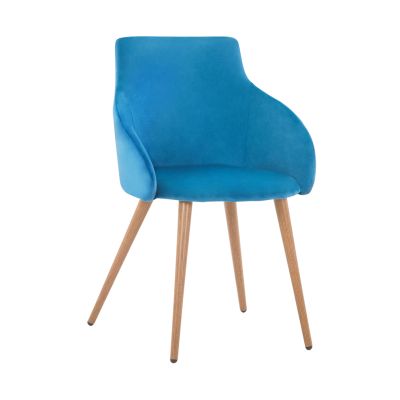 Armchair Ivy Velvet in Sky Blue color and metallic legs HM8546.09 55x55x80cm