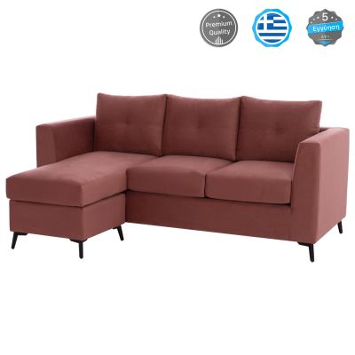 ΡONZA corner sofa, dusty pink, high leg, 2pcs, reversible, stain-resistant and water-repellent fabric