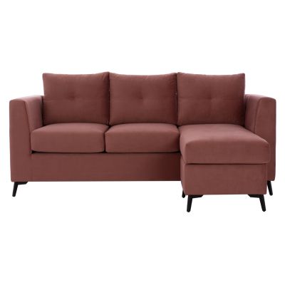 ΡONZA corner sofa, dusty pink, high leg, 2pcs, reversible, stain-resistant and water-repellent fabric