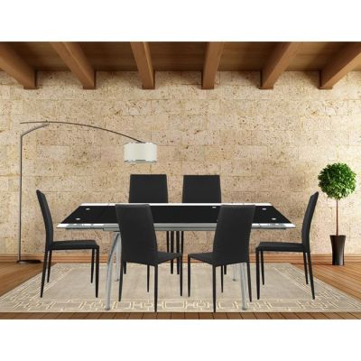 Set dining table 7 pieces Table Loca 170x80- Teta Black HM10010.02