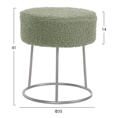 STOOL KARLO HM8411.27 PISTACHIO GREEN BOUCLE FABRIC WITH SILVER BASE Φ35x41Hcm.