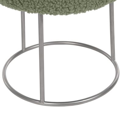 STOOL KARLO HM8411.27 PISTACHIO GREEN BOUCLE FABRIC WITH SILVER BASE Φ35x41Hcm.