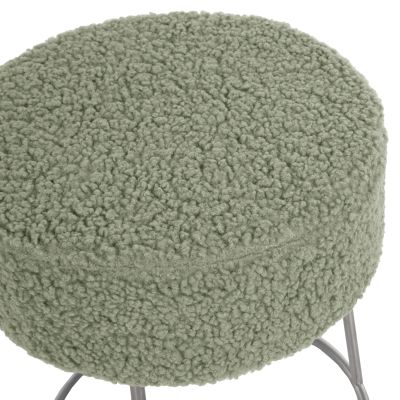 STOOL KARLO HM8411.27 PISTACHIO GREEN BOUCLE FABRIC WITH SILVER BASE Φ35x41Hcm.