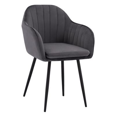 Armchair Shara in grey velvet & black metallic frame HM8726.01 58x60x85cm