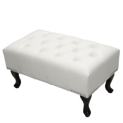 PIANO STOOL T.CHESTERFIELD EMMA HM226.02 PU WHITE-BLACK LEGS 80x44x39Hcm