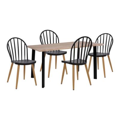 Set Dining Table 5 pieces with black chairs HM10400