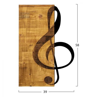 Wooden Wall Decoration with Black Metal Sol Key HM7222 39x58 cm.