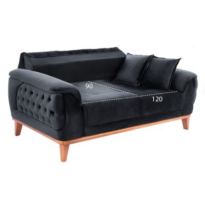 HM3250.01, BENNINGTON 2-seater sofa-bed, black,180x95x80