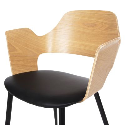 DINING CHAIR VELP HM9616.01 WOOD IN NATURAL-BLACK PU-BLACK METAL LEGS 55,5x50x79Hcm.