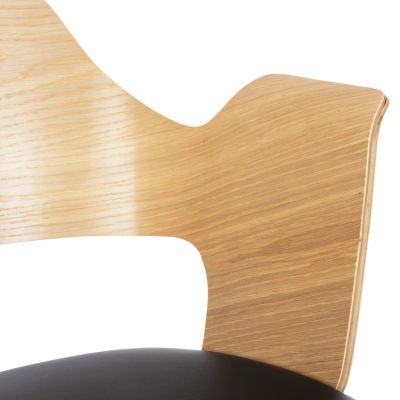 DINING CHAIR VELP HM9616.01 WOOD IN NATURAL-BLACK PU-BLACK METAL LEGS 55,5x50x79Hcm.