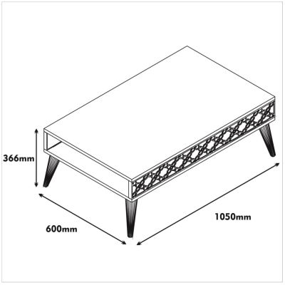 COFFEE TABLE MELAMINE HM9499.01 IN WALNUT COLOR WITH CARVED SIDES 105x60x36.6Hcm.