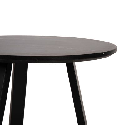 SIDE TABLE HM9587.01 MDF BLACK MARBLE-BLACK METAL BASE Φ45x55Hcm.