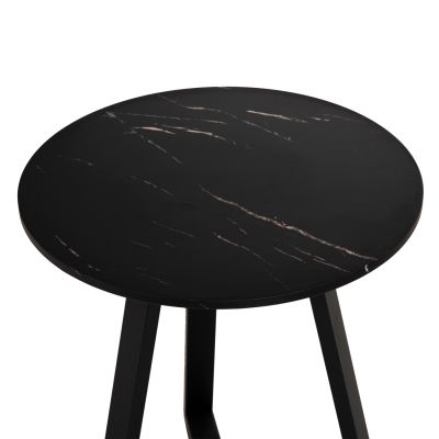 SIDE TABLE HM9587.01 MDF BLACK MARBLE-BLACK METAL BASE Φ45x55Hcm.