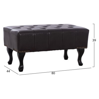 Piano Stool T.Chesterfield EMMA HM226.01 PU dark brown 80x44x39Hcm