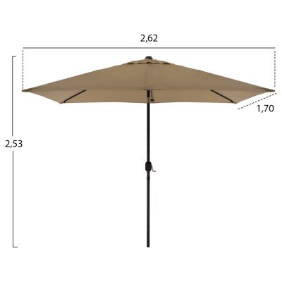 OUTDOOR DINING SET HM11801.02 6PCS METAL TABLE-METAL ARMCHAIRS TEXTLINE GREY-UMBRELLA IN MOCHA