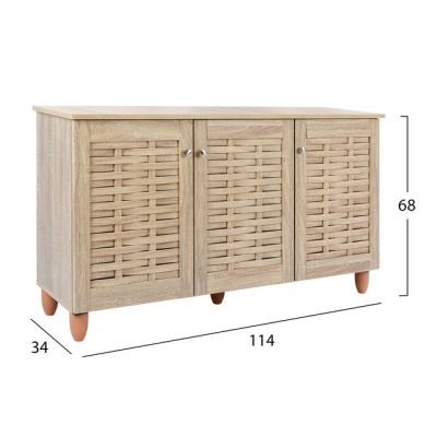 Shoe Cabinet Wooden 3 doors HM2211.02 Sonama 114x34x68