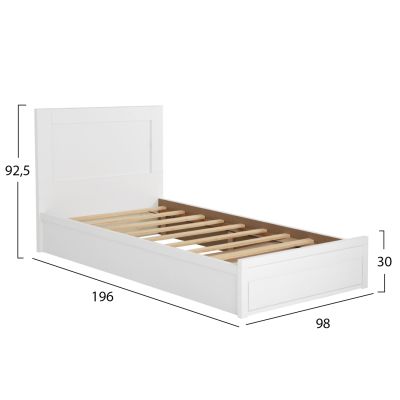 BED MELANY HM346.05 WITH 1 DRAWER- WHITE 90X190 cm.