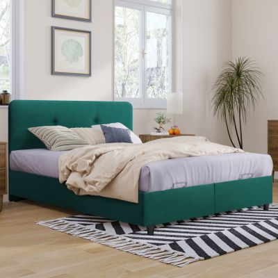 Bed DOLORES HM631.13, cypress green velvet, storage space, 160x200cm