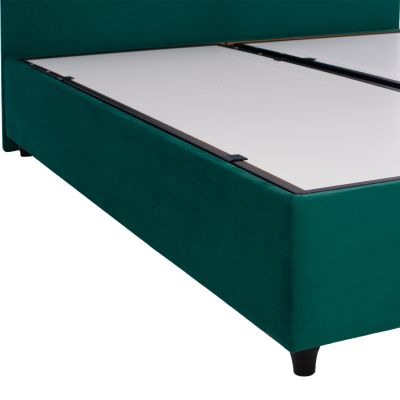 Bed DOLORES HM631.13, cypress green velvet, storage space, 160x200cm