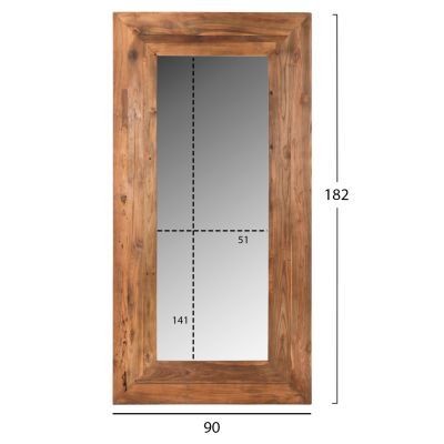 СТЕННО ОГЛЕДАЛО YORKSHIRE HM4267 РАМКА ОТ РЕЦИКЛИРАНО ТИКОВО ДЪРВО 90x182см.