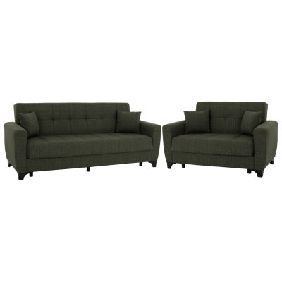 HM11748.05 sofa-bed set of 2-seater and 3-seater, dark olive