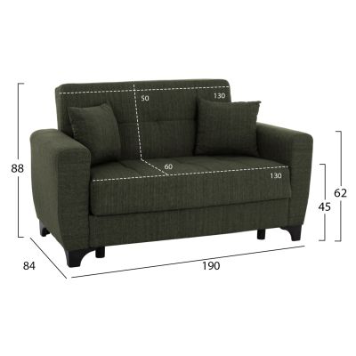 HM11748.05 sofa-bed set of 2-seater and 3-seater, dark olive