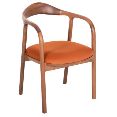 DINING ARMCHAIR LUPPE HM18015.05 BEECH WOOD IN WALNUT-ORANGE FABRIC 51x56x78Hcm.