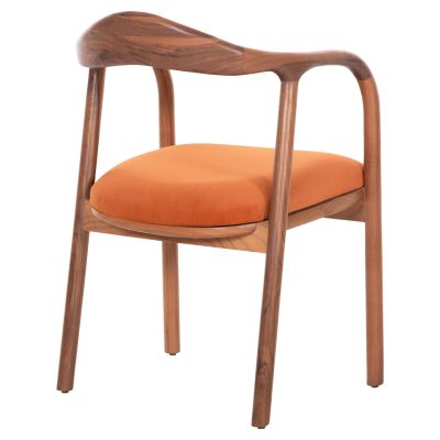 DINING ARMCHAIR LUPPE HM18015.05 BEECH WOOD IN WALNUT-ORANGE FABRIC 51x56x78Hcm.