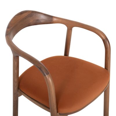 DINING ARMCHAIR LUPPE HM18015.05 BEECH WOOD IN WALNUT-ORANGE FABRIC 51x56x78Hcm.