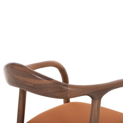 DINING ARMCHAIR LUPPE HM18015.05 BEECH WOOD IN WALNUT-ORANGE FABRIC 51x56x78Hcm.