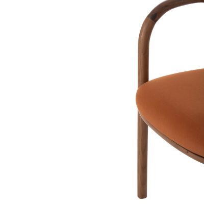 DINING ARMCHAIR LUPPE HM18015.05 BEECH WOOD IN WALNUT-ORANGE FABRIC 51x56x78Hcm.