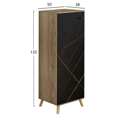 SHOE CABINET ALVARO HM8954.13 MELAMINE IN SONAMA-BLACK MARBLE 50Χ38Χ135Hcm.