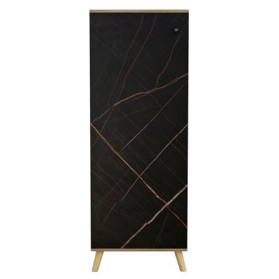 SHOE CABINET ALVARO HM8954.13 MELAMINE IN SONAMA-BLACK MARBLE 50Χ38Χ135Hcm.