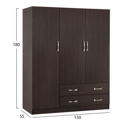 Wardrobe 3Door 150x55x180cm with 2 drawers HM384.01 Zebrano