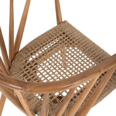 ARMCHAIR PERMAINE HM9825 TEAK WOOD-SYNTHETIC ROPE IN NATURAL COLOR 57.5x59.5x82Hcm.