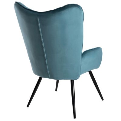 ARMCHAIR BERGERE WITH FOOTSTOOL CRAWLEY HM8918.17 PETROL BLUE VELVET 70x73x102Hcm